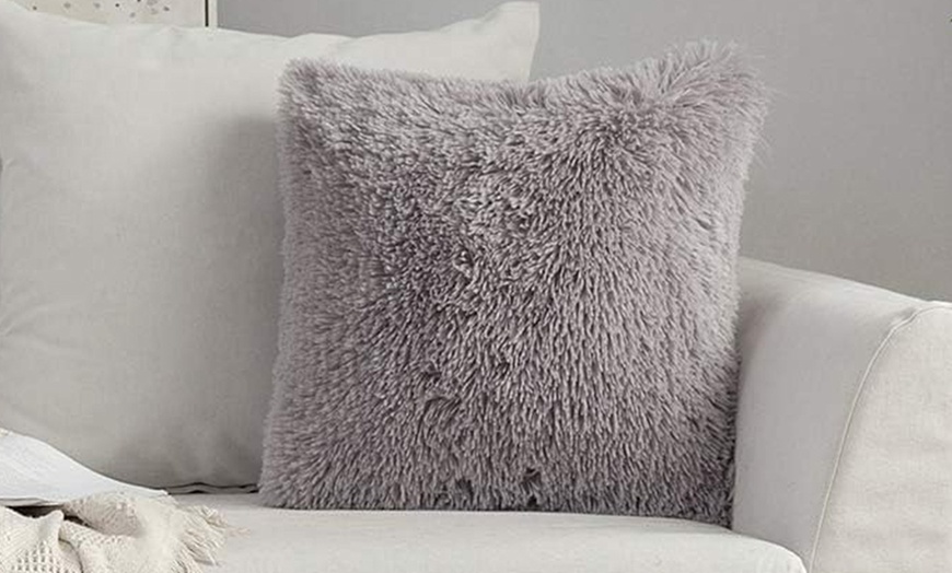 Image 7: Two-Pack Plush Square Cushion Cover