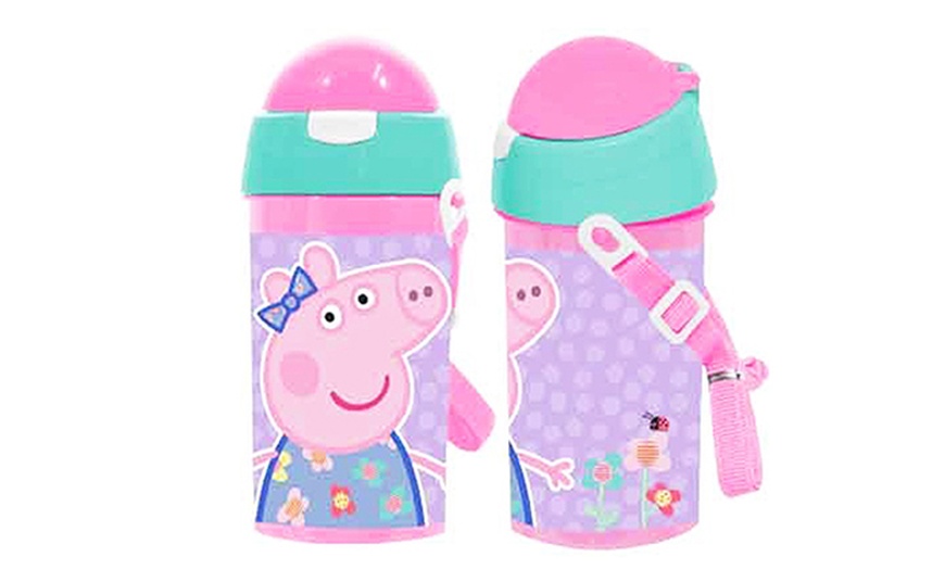 Image 3: Affinity Paw Patrol or Peppa Pig Flip-Top Water Bottle with Straw