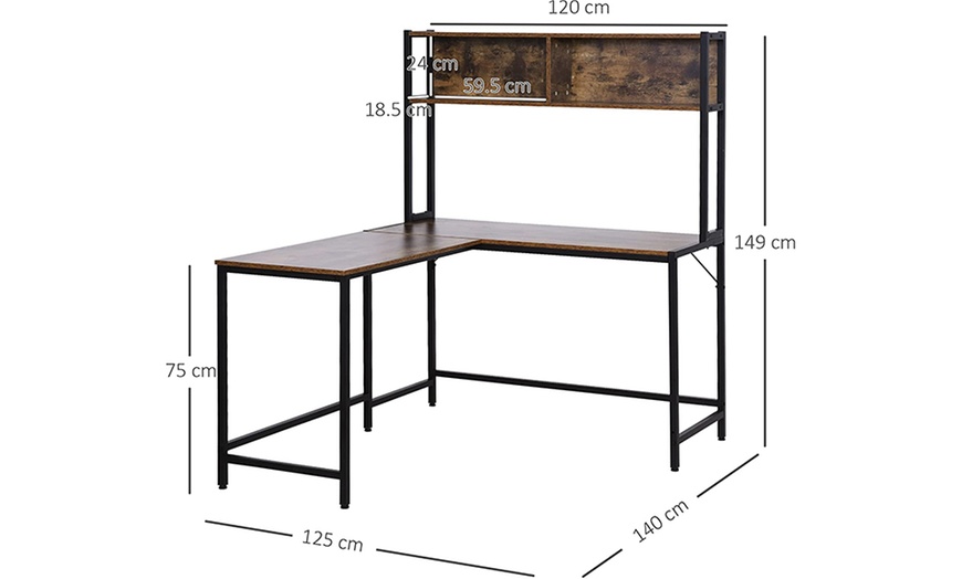 Image 5: HomCom Rustic Brown Desk