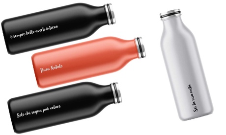 Bottiglie termiche personalizzate Wintem 500ml, mantengono caldo per 12h e freddo per 24h, in varie fantasie