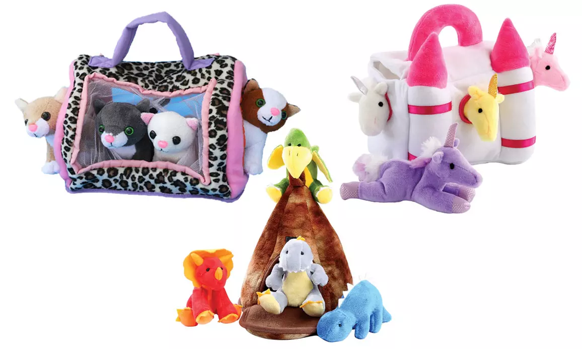 Plush Play Sets: Talking Dinosaur, Cat Carrier, or Unicorn Plush Castle - Primary Image