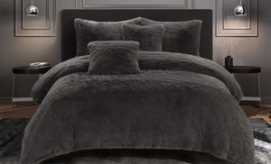 Ramesses Shaggy Fleece Comforter Set with Two Cushion Covers