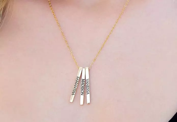 Up to 77% Off Custom Bar Name Necklace from MonogramHub