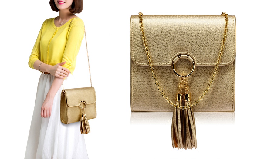 Image 14: Flap Clutch Purse with Tassel 