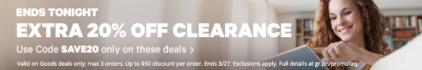 Extra 20% Off Clearance