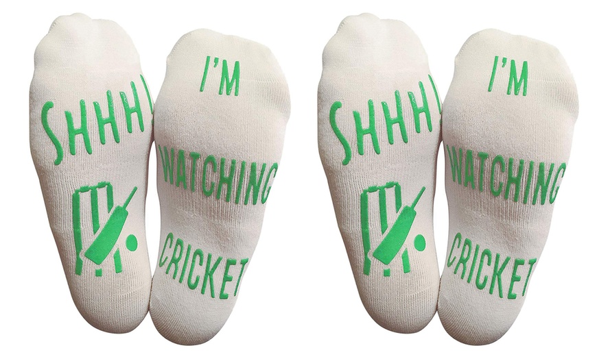 Image 3: One, Two or Four Pairs of Novelty Cricket Ankle Socks