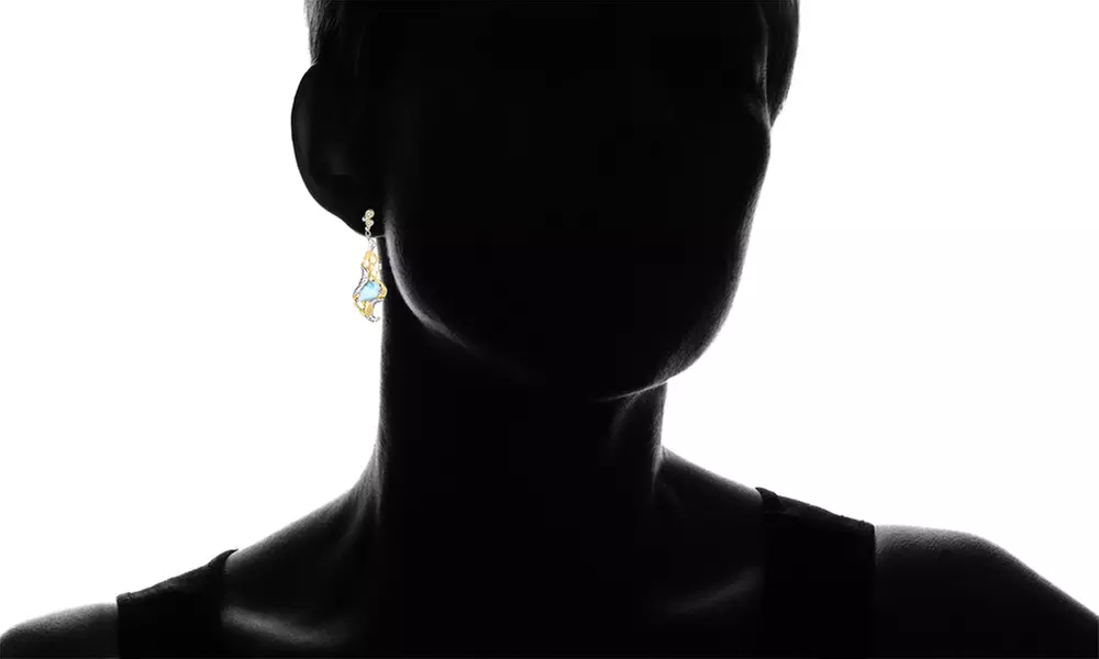 Genuine Larimar Two-Tone Drop Earrings by Gembassy - Second Medium