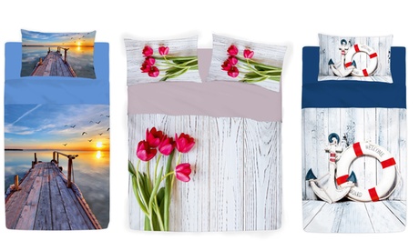 Completo lenzuola estivo con coppia di federe, disponibile in 3 dimensioni e varie fantasie