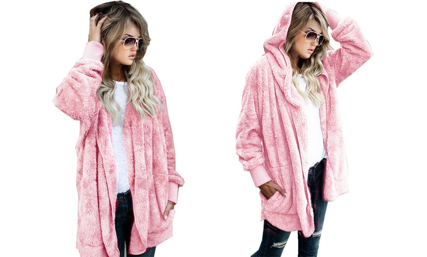 Image 7: Teddy Fur Hooded Cardigan