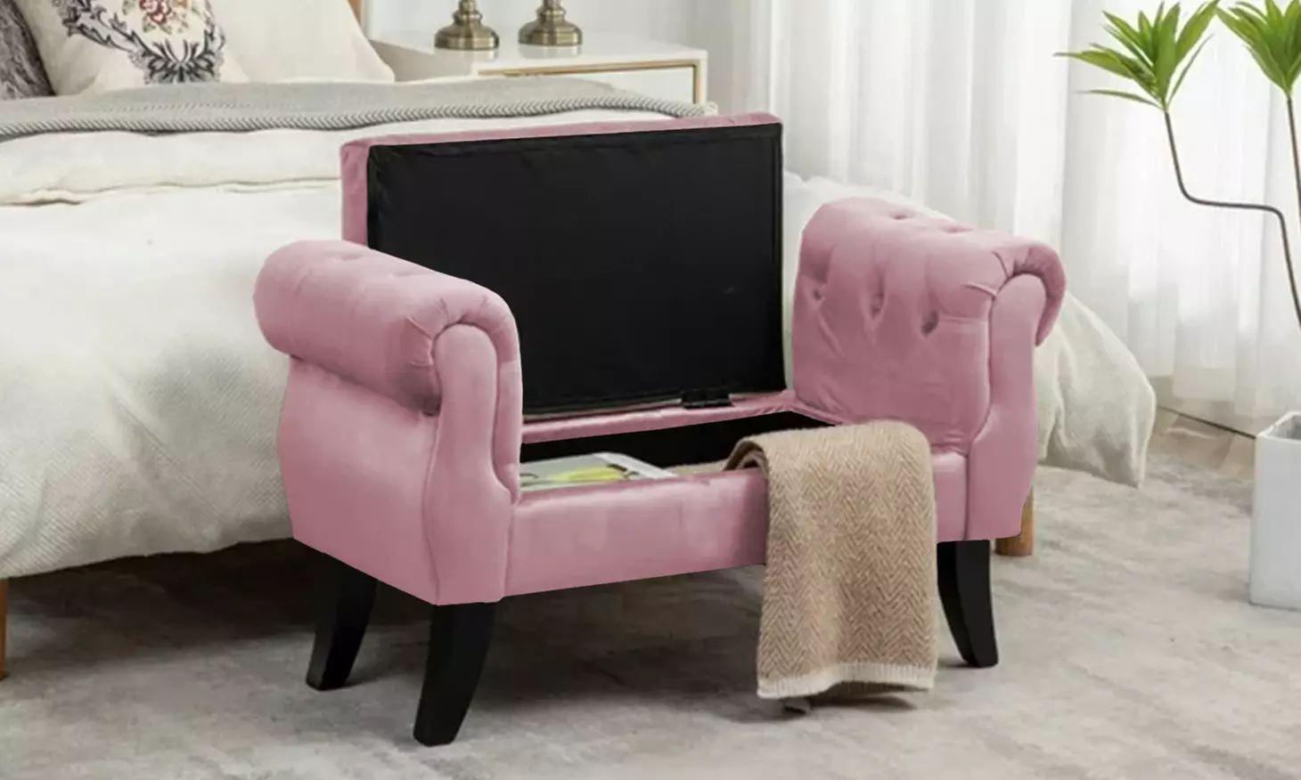 Cassapanca contenitore in velluto Lucrezia