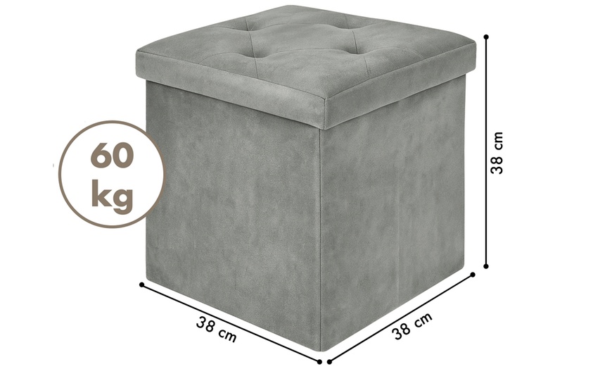 Image 26: Pouf carré de 38 cm en velours Milo