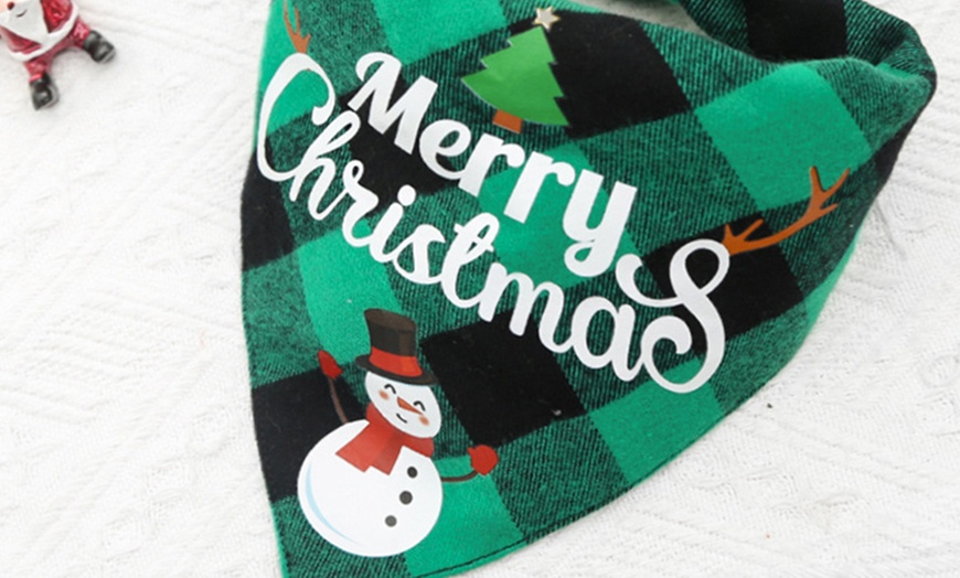 Image 4: Christmas Plaid Printed Pet Dog Bandana