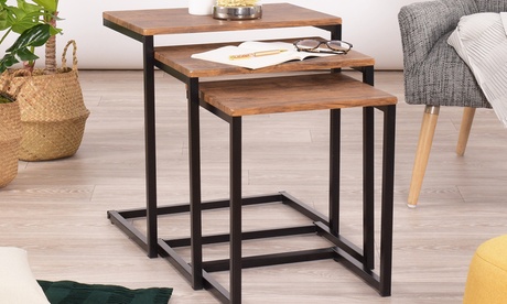 Set di 3 tavolini da caffè Maximo, disponibili in 2 colori