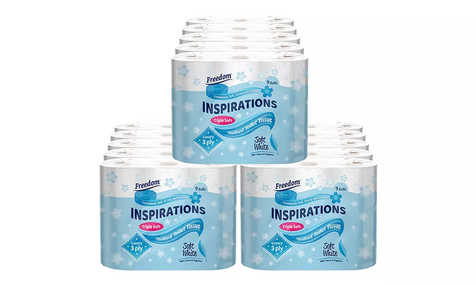 45, 90 or 135 Rolls of Freedom Three-Ply Toilet Paper