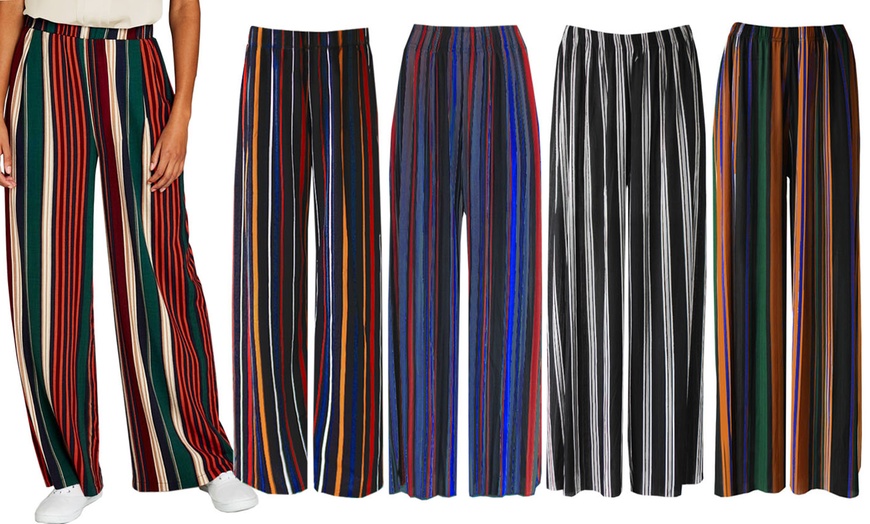 Image 1: Women's Striped Palazzo Trousers