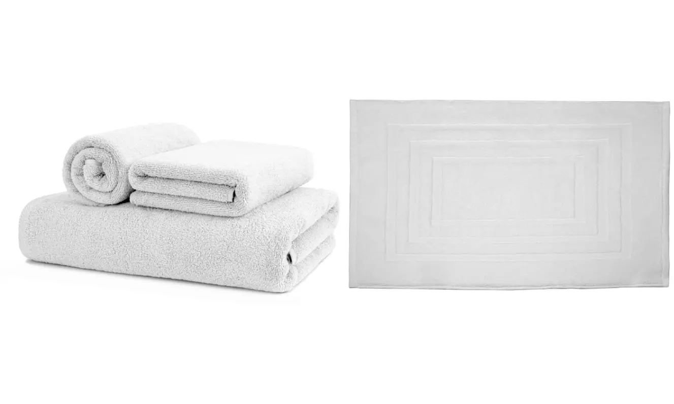 Set 3 salviette e tappeto Sophie in 100% cotone