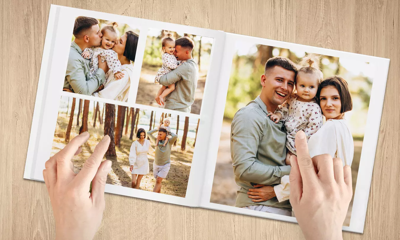 Quadratisches Hardcover-Fotoalbum 30 x 30 cm mit bis zu 144 Seiten