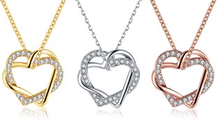 18K Gold Plated Pave Inception Heart Necklace with Swarovski Elements