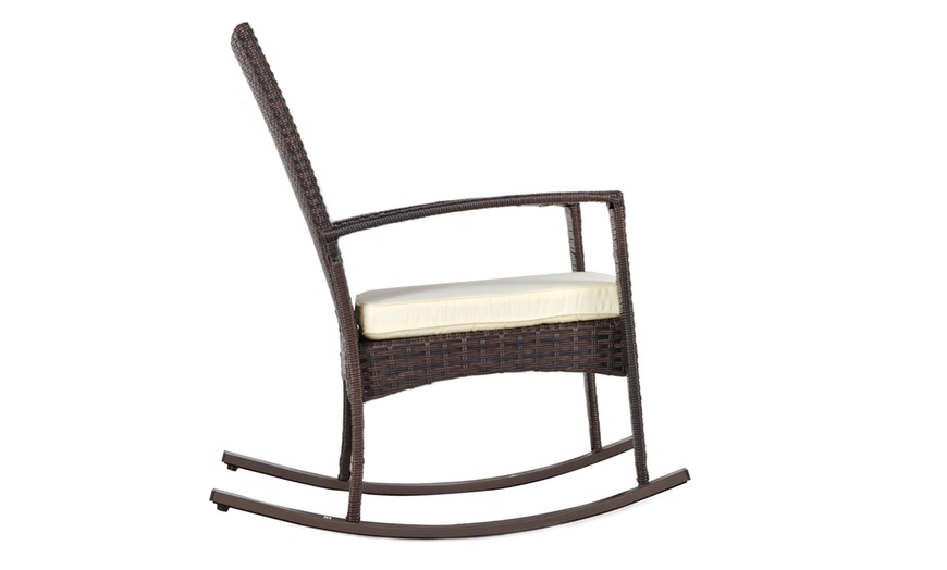 Image 9: Outsunny Rattan-Effect Rocking Chair