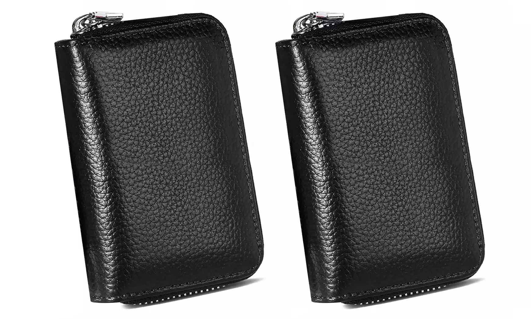 1 of 2 zwartkleurige leren portemonnees met RFID-bescherming en ritssluiting - Image 5