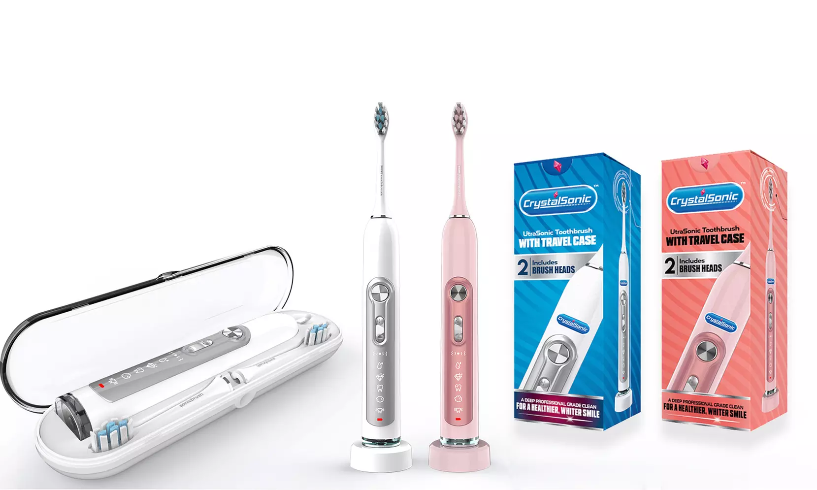 Brosse à dent CrytalSonic™ avec étui de transport, 5 modes et 2 têtes de rechange - Primary Image