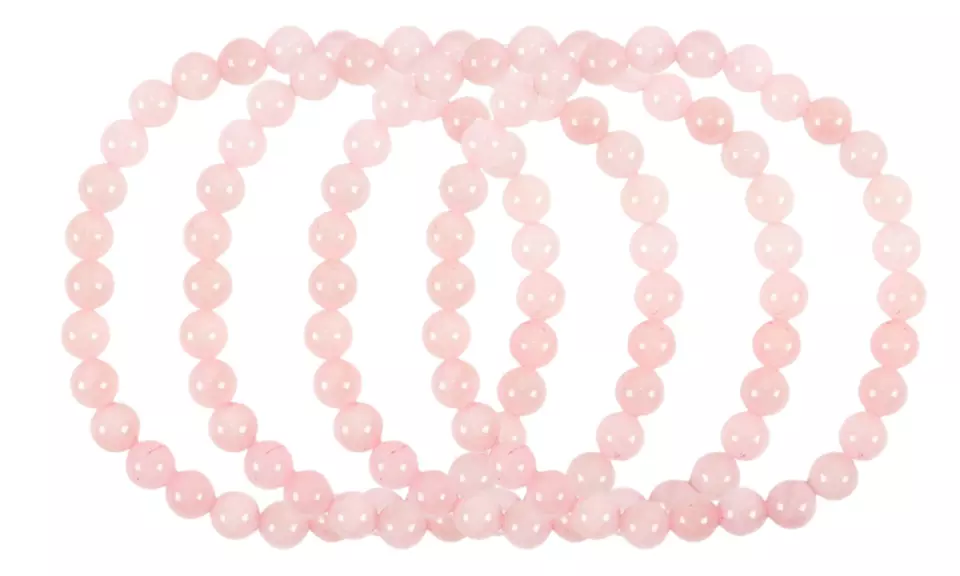 1, 2 ou 4 bracelets en quartz rose avec bande élastique