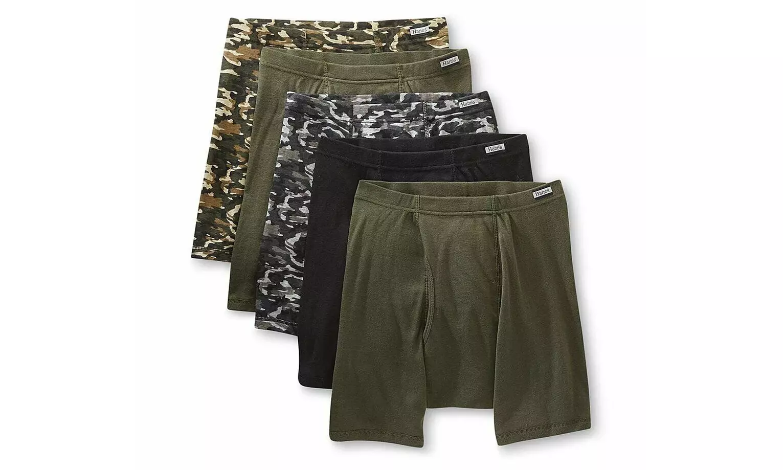 Hanes Men's FreshIQ 100% Cotton Camo Boxer Briefs (5-Pack) - Second Medium