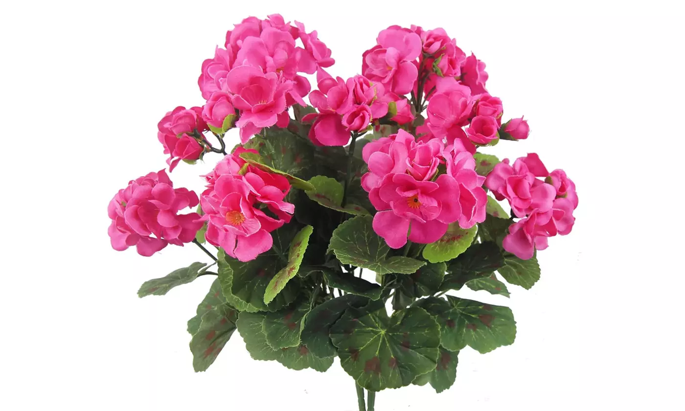 2 Pcs Artificial Geraniums Silk Flowers Faux Flowers Outdoor Plant Bush