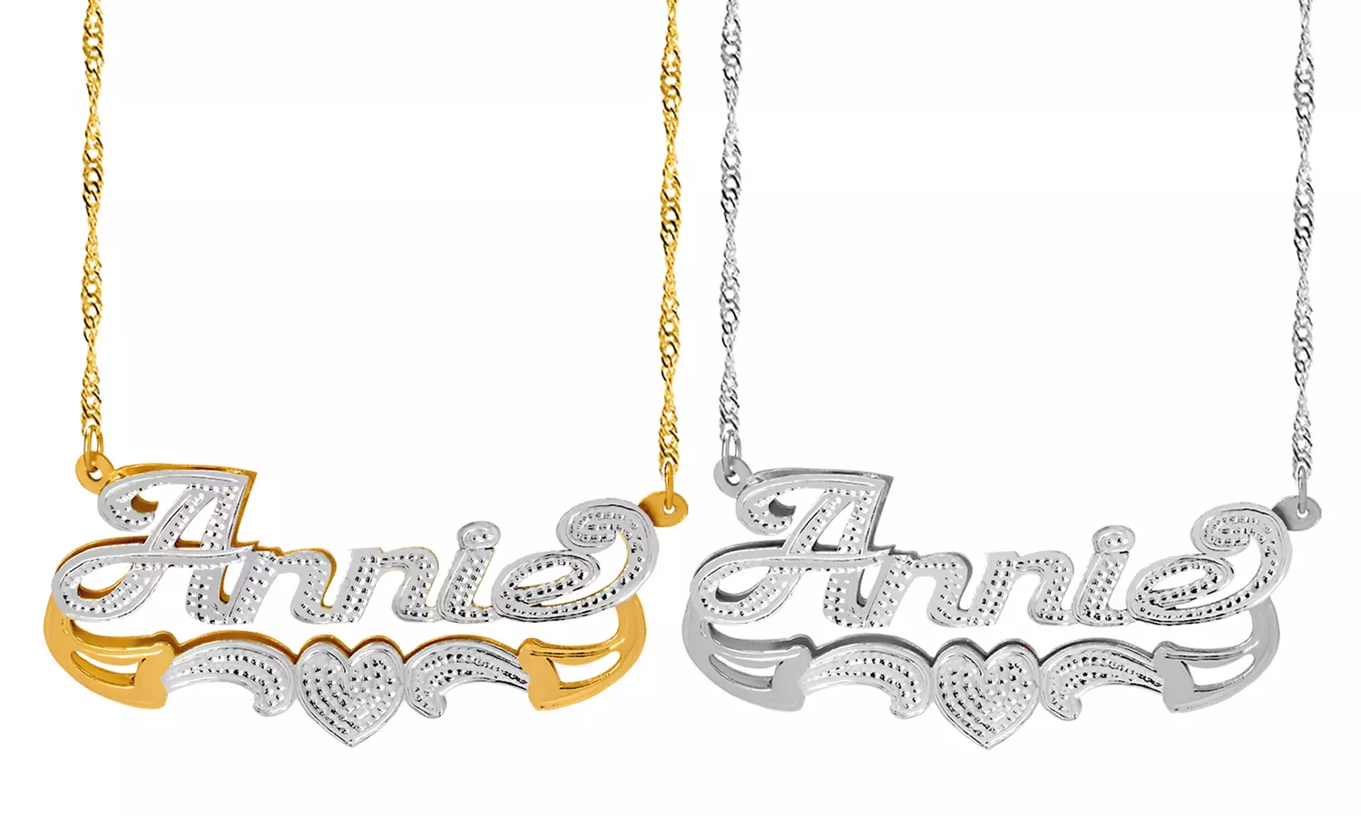 Custom 3-D "Annie"-Style Double Nameplate Necklaces from MonogramHub (Up to 92% Off). Four Options Available. - Primary Image