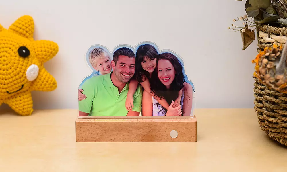 Foto-Nachtlicht mit Holzsockel