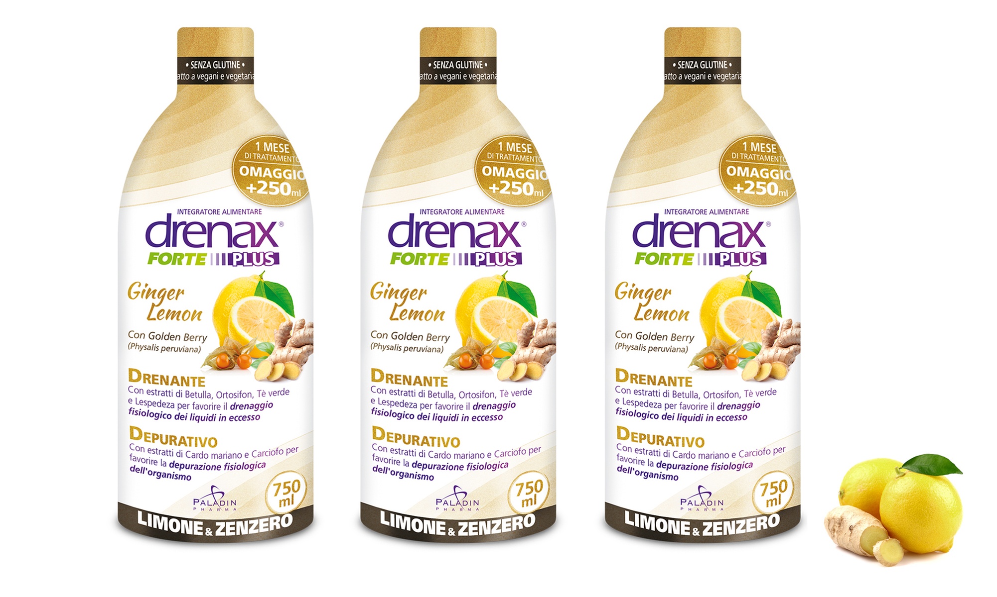 3 o 6 flaconi di Drenanti Drenax limone e zenzero