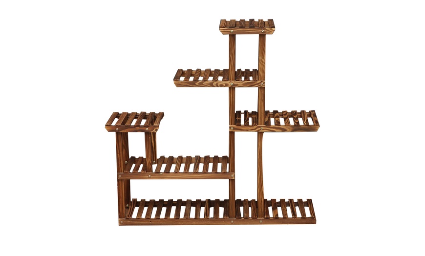 Image 2: 6-Tier Rustic Wooden Plant Stand