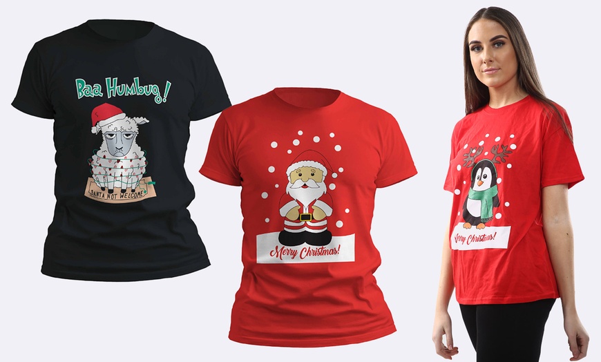 Image 1: Christmas-Themed T-Shirt