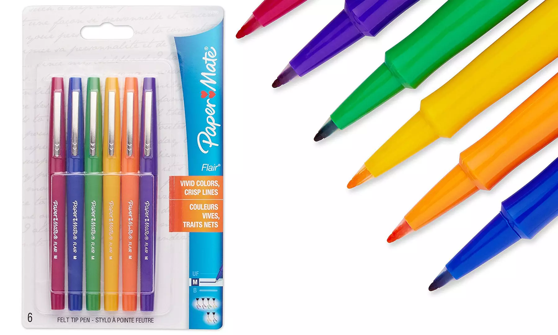 Paper Mate Flair Medium-Point Felt-Tip Pens in Assorted Colors (6-Count) - Primary Image
