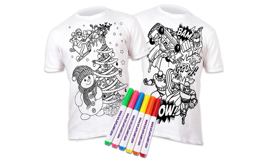 Image 3: Colour-in T-Shirts with Pens