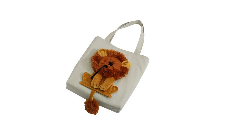 Image 14: Lion-Shaped Pet Canvas Shoulder Bag