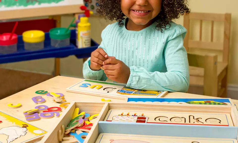 Melissa & Doug See & Spell Wooden Puzzle Set - Primary Image