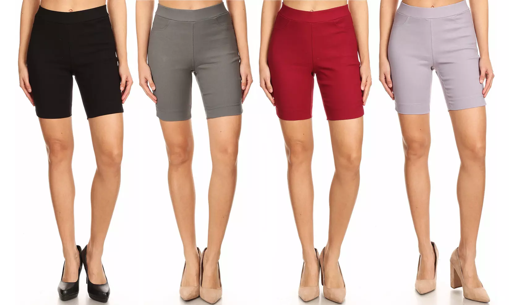 Jvini Women's Pull-On Skinny Bermuda Shorts (3-Pack) - Primary Image