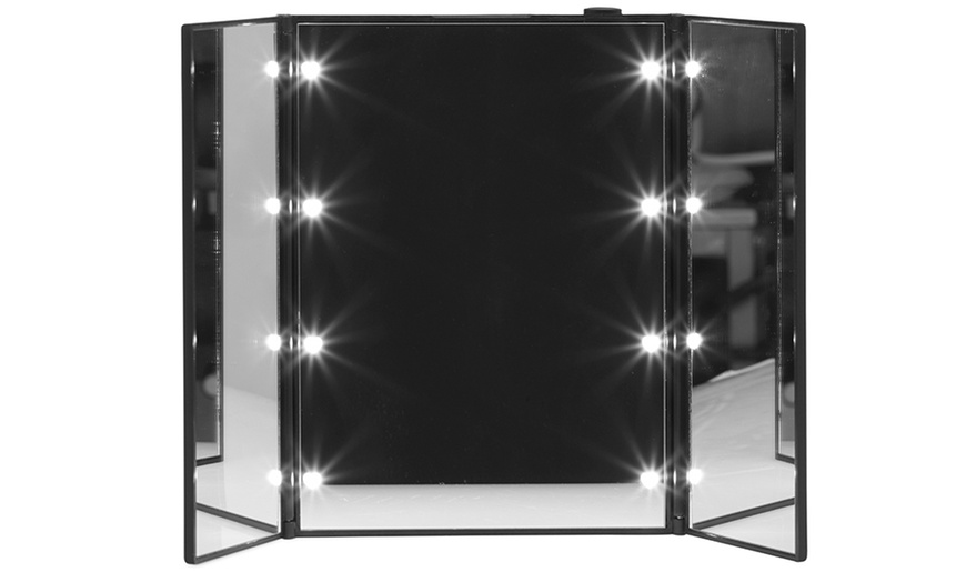 Image 4: Eight-LED Tri-Fold Mirror