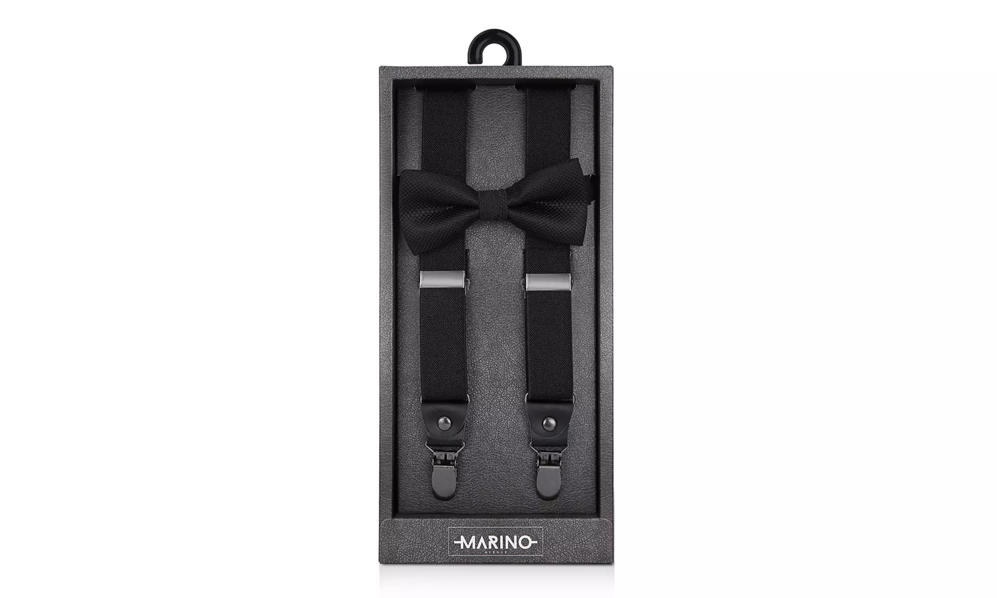 Men's Textured Strap 1" Wide Suspender Bow Tie