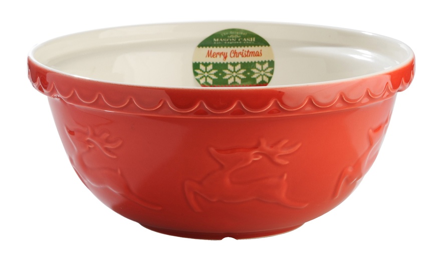 Image 1: Mason Cash Red Reindeer Bowl