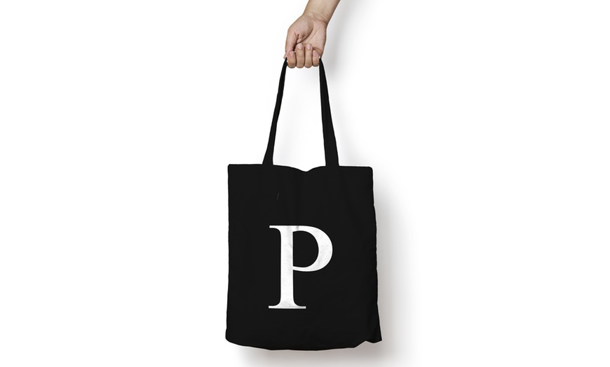 Image 17: Alphabet Letter Cotton Tote Bag