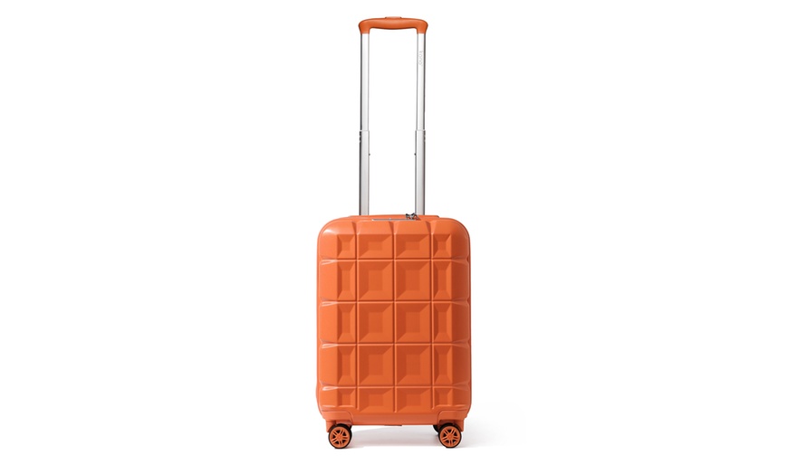 Image 13: Orange ABS Waffle Textured Suitcases and Hard Shell Vanity Case