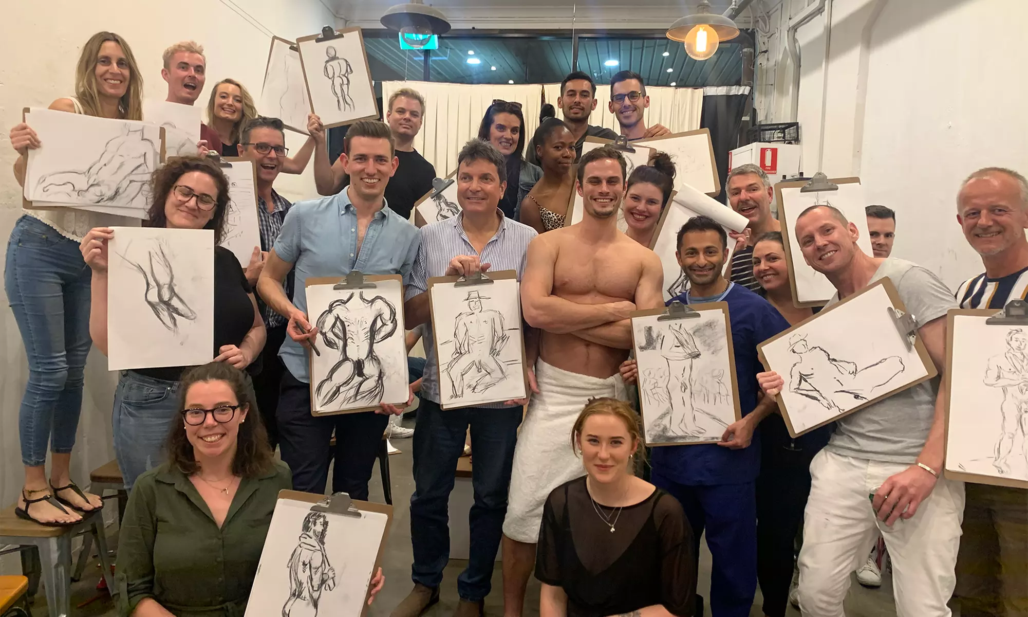 Nude Male Model Drawing Class