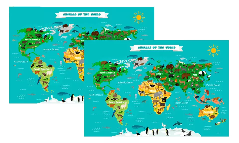 1 ou 2 cartes du monde à gratter avec animaux - Image 3