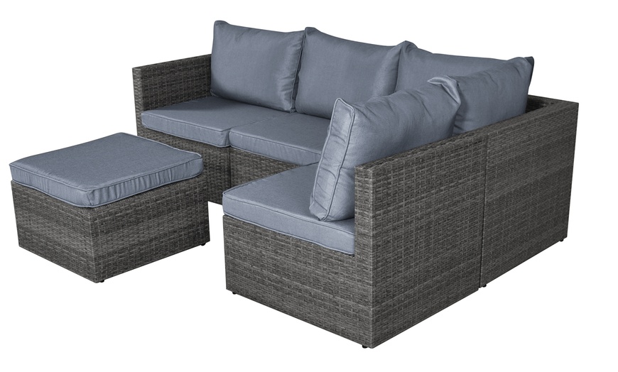 Image 7: Outdoor Rattan-Effect Sofa Set with Rain Cover