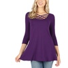 Image 7: Women's 3/4 Sleeve Triple Lattice Front Top