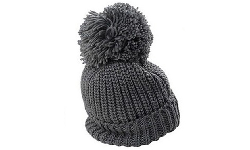 Image 3: Knit Wool Bobble Hat