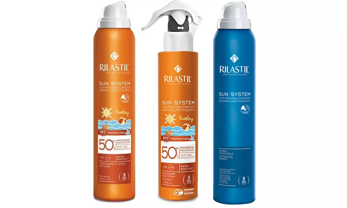 2 confezioni di Rilastil System Baby e Trasparent con doposole da 200 ml