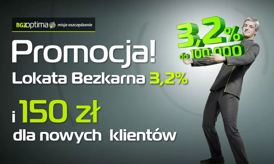 5 zł: otwarcie Konta Indywidualnego BGŻ Optima i Lokaty Bezkarnej oraz 150 zł do wydania na portalu Groupon.pl - Primary Image